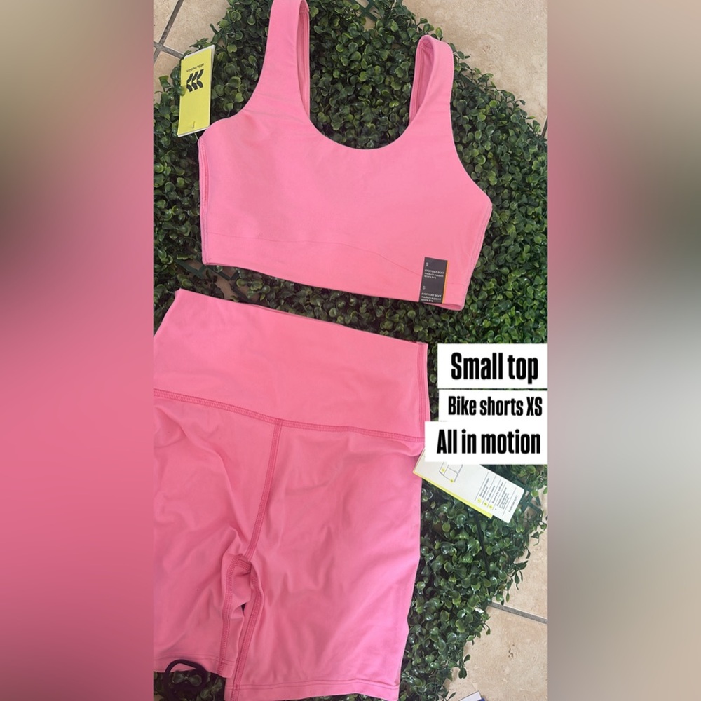 all in motion Hot Pink Women's Bike Shorts and top